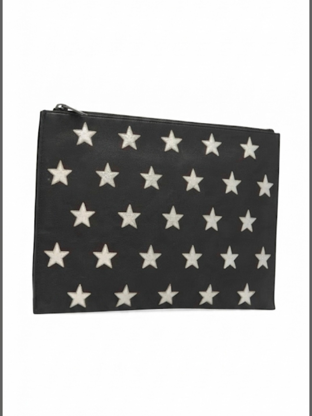 Saint Laurent Star-Printed Leather Zip Clutch Pouch Bag
